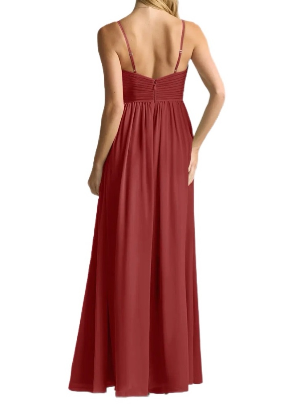 Azazie Pomegranate Red Spaghetti-Strap Maxi Dress with High Slit Size 10 - Picture 2 of 8